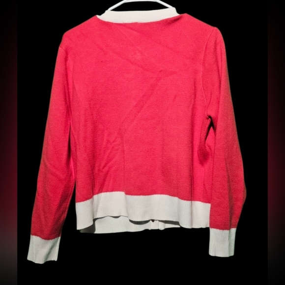 Sioni Red and White Button-Up Cardigan Size Large EUC 22 PTP - Picture 3 of 5